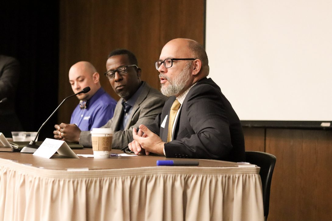 Jeff Alton, Jeff Brown and Oscar Rodriquez sitting on stage