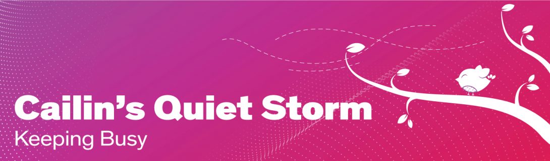 Illustration of a bird a branch during a windy day with the words 