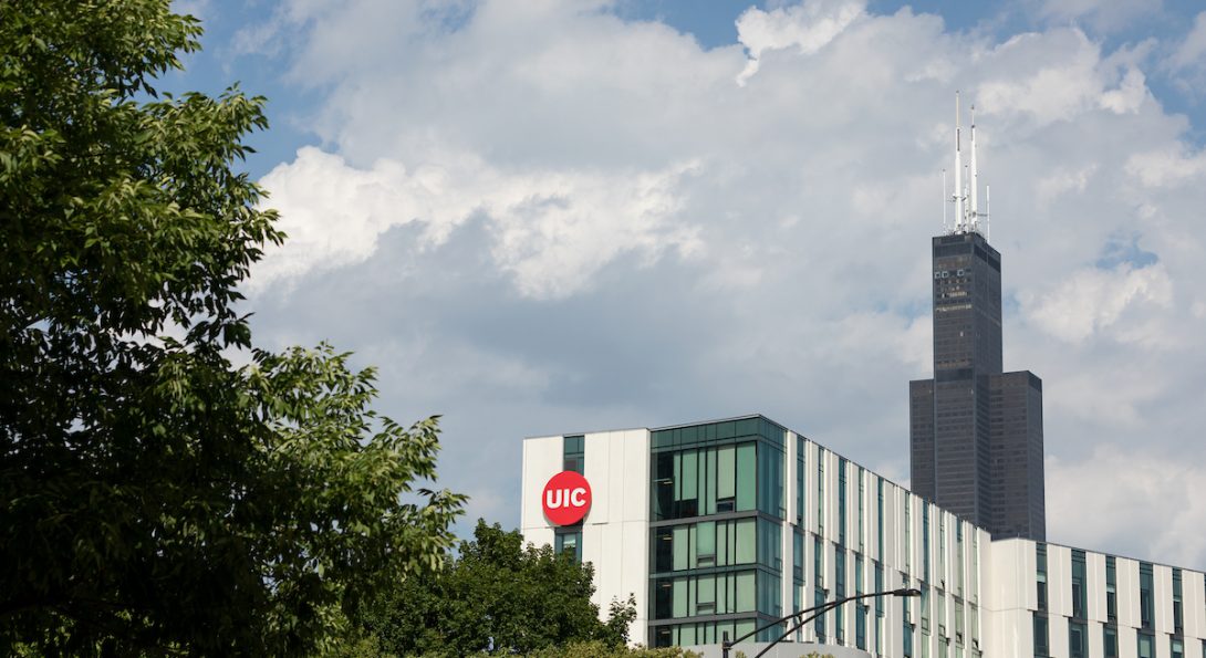 Clouds backdrop ARC and Willis Tower