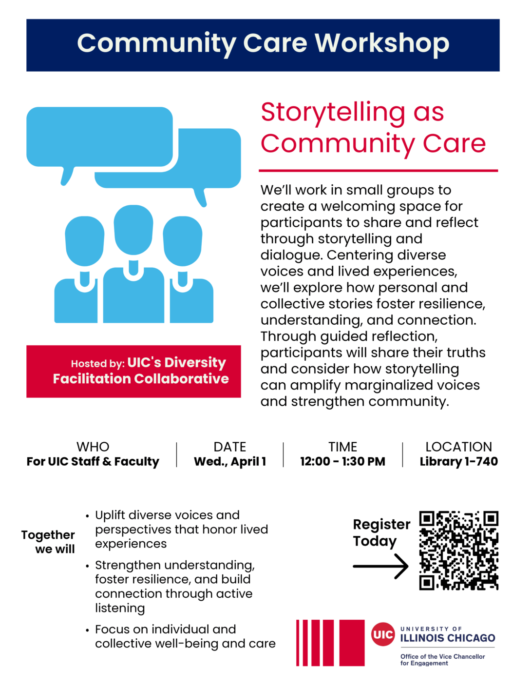 A Community Care Workshop that will focus on the power of storytelling for collective care.