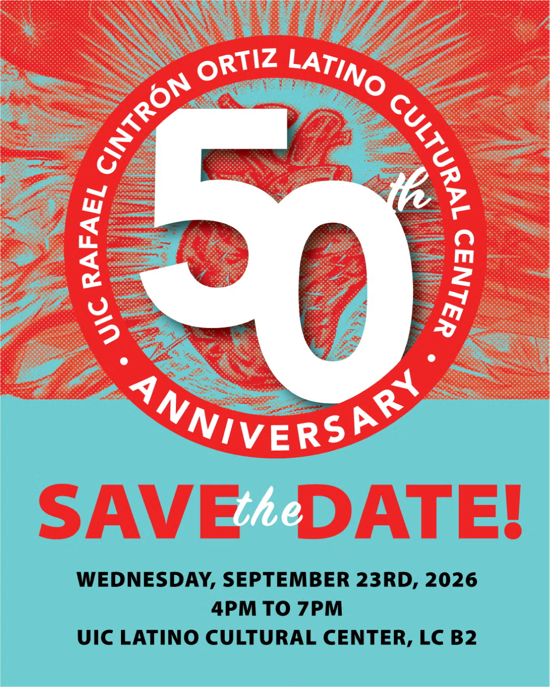 A save the date flyer to remind everyone that the LCC's 50th anniversary