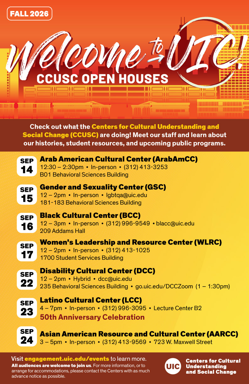 Poster for all CCUSC Open Houses in Fall 2026